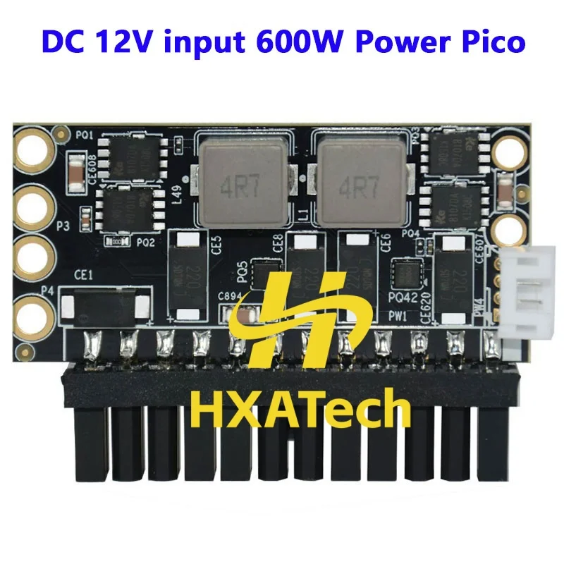 HXATech-DC ATX Peak PSU 12V 600W High Power Pico ATX Switch Mining PSU 24pin MINI ITX DC to ATX PC Power Supply For PC Computer
