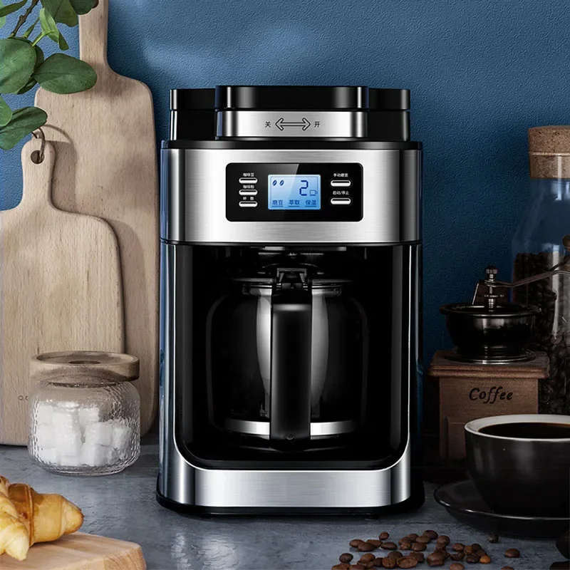 Enjoy Freshly Ground Coffee at Home or Office with Fully Automatic Coffee Maker and Integrated American Drip Brewing System