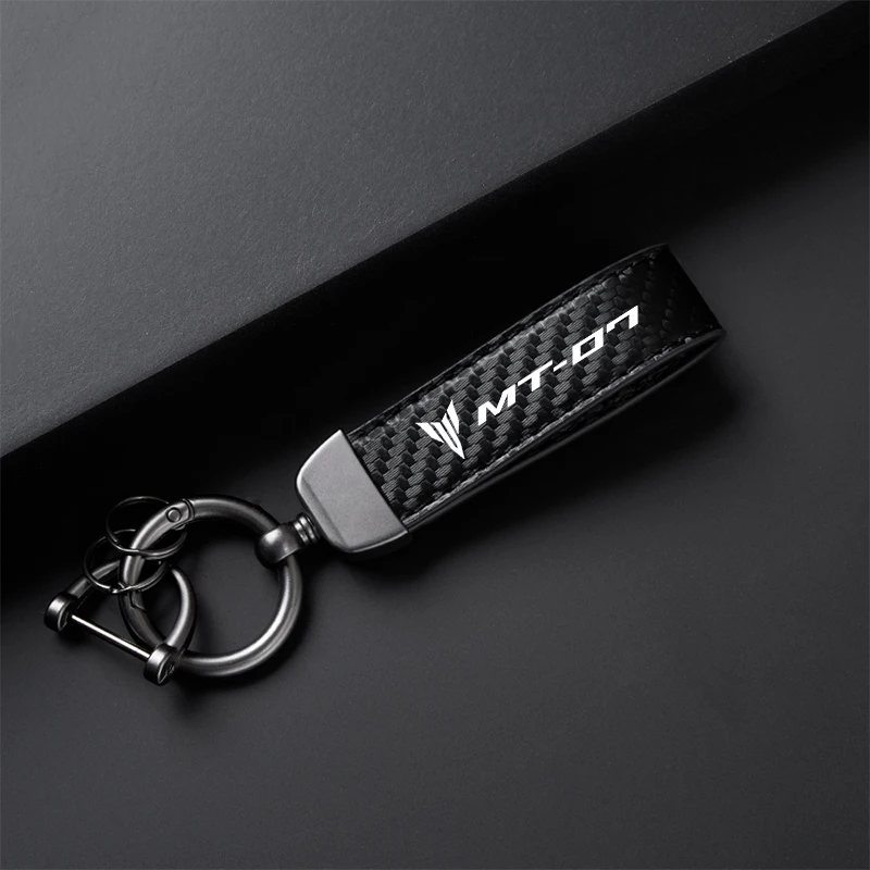 For Yamaha MT01 MT09 MT07 MT10 MT03 MT 01 09 07 03 10 MT-01 MT-10 MT-03 Keychain Motorcycle Carbon Fiber Leather Keychain