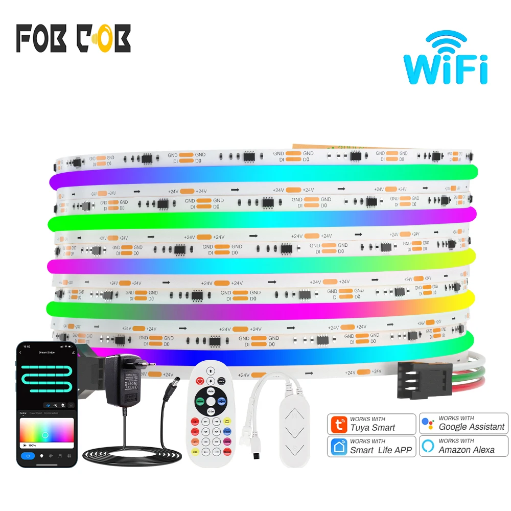 RGB IC LED Strip 5M 10M Addressable WS2811 COB LED Strip Light 12V 24V Pixel Ribbon Light Full Dream Color LED Tape Room Decor