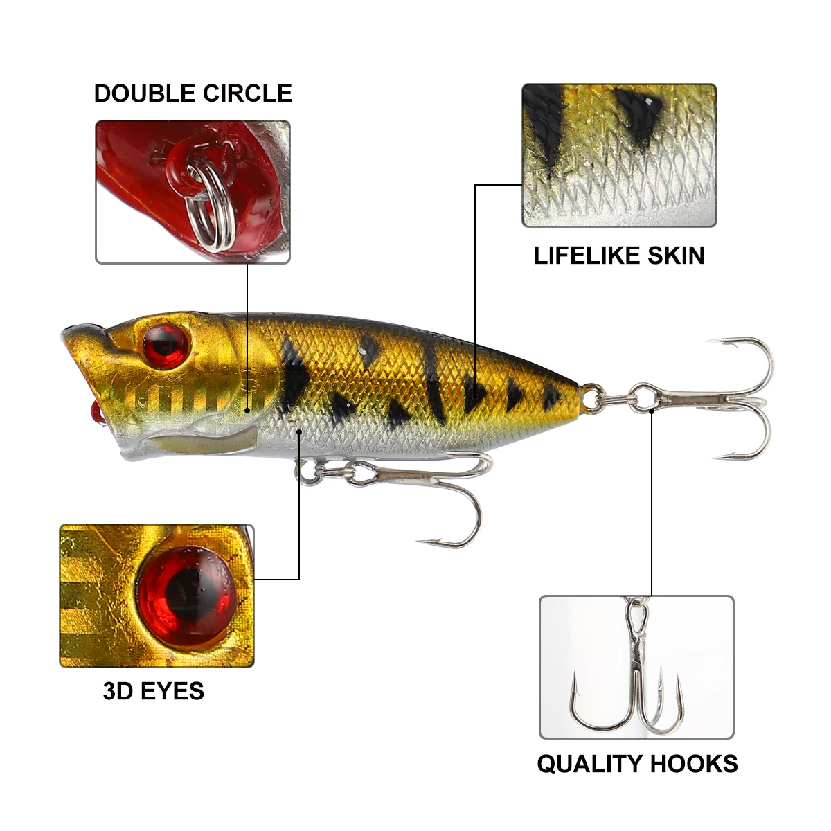 

5pcs 7cm Fishing Lure Plastic Bait Hard Artificial Prop Wave Climbing Realistic Design Double Hook Durable Fishing Accessories