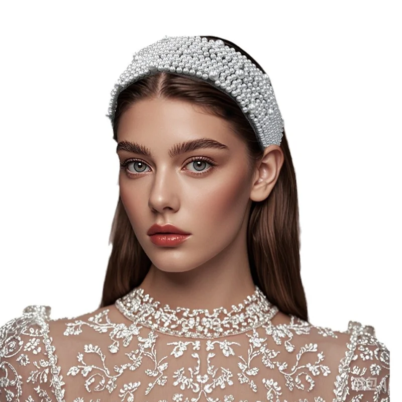 

French Beads Hair Accessories Stage Performance Party Anti Slip Headband Women Pressed Head Piece Wedding Hair Decorate