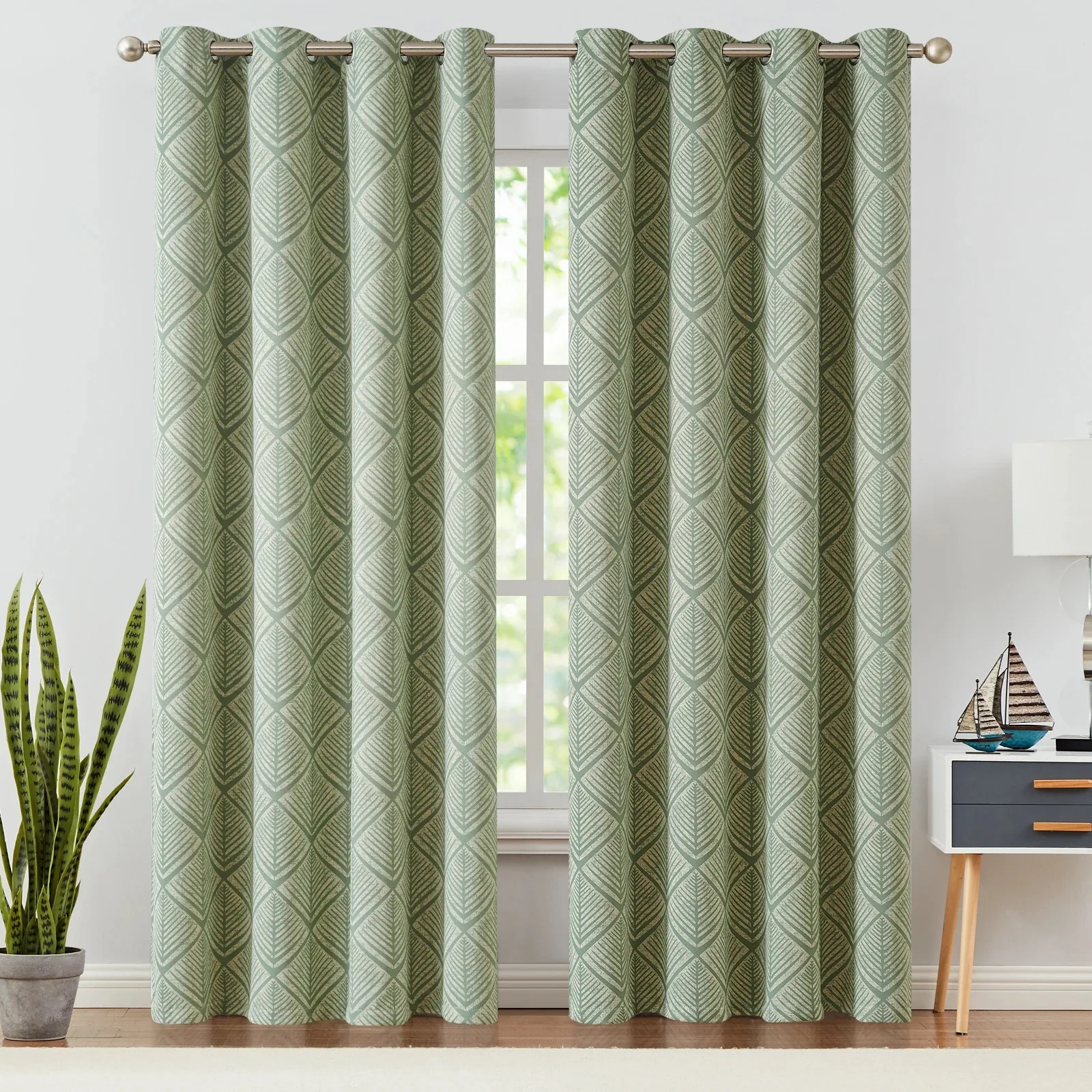 Geometric Pattern Grommet Curtainking Blackout Curtains Suitable for Adults Bedroom Living Room Kitchen Garden Curtains Decor