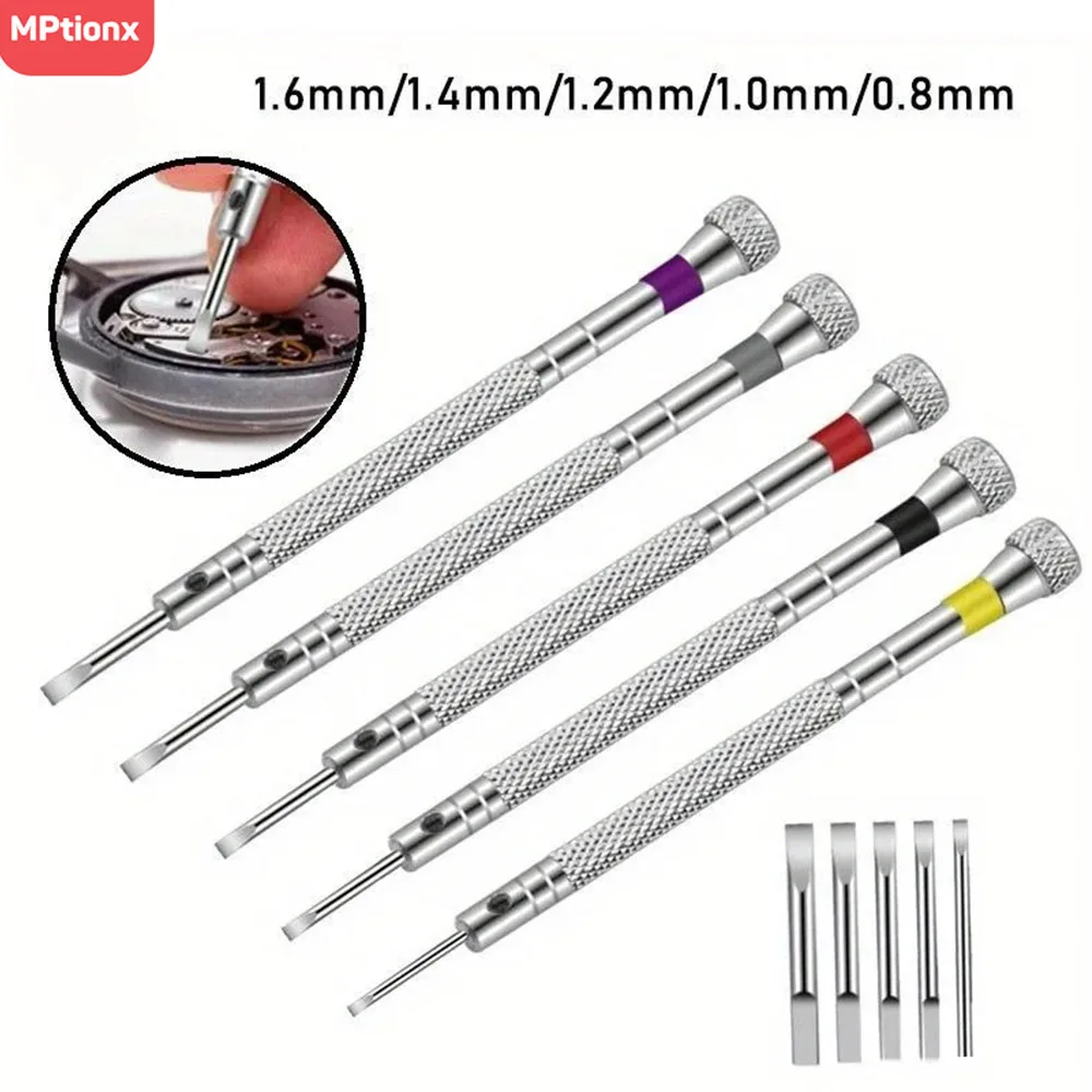 

5pcs/set 0.8-1.6mm Steel Screwdriver for Watch Repairing Portable Watch Tools Strap Removal with Mini Link Pins Watchmaker Tools