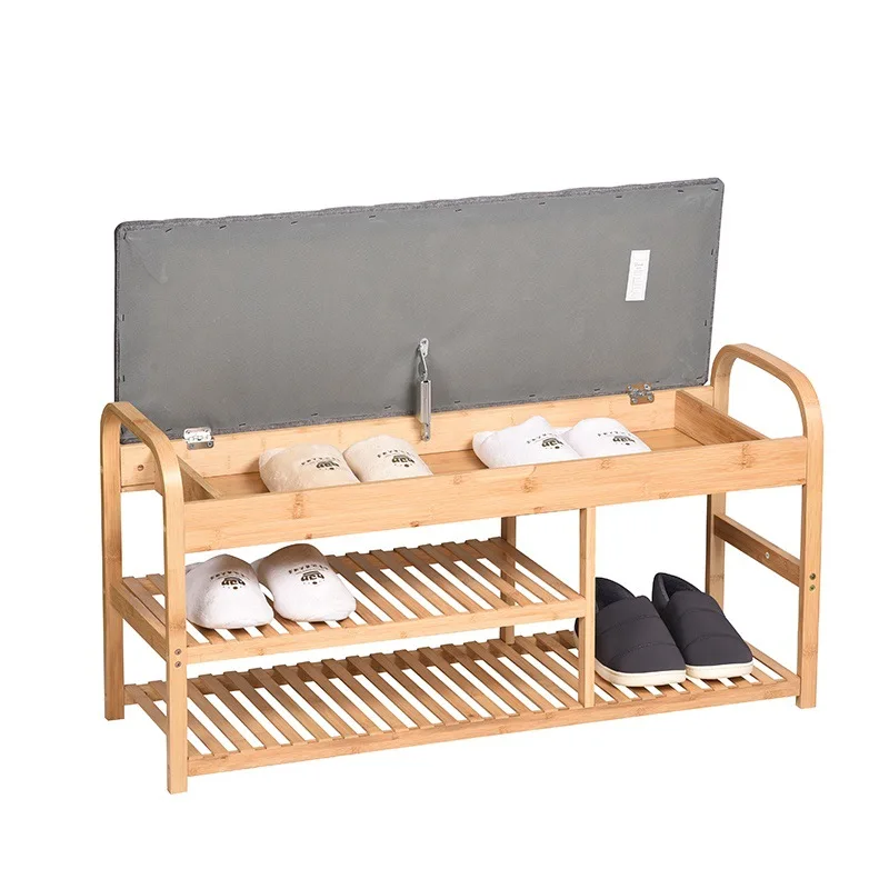 

Многофункциональный табурет для переобувания с тканевой обивкой и полкой для хранения, для дома