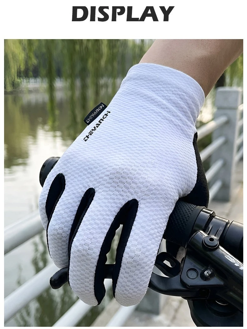 GTUBIKE Fahrradhandschuhe mit Vollfingerbedeckung, Touchscreen-fähig, Atmungsaktiv, Rutschfest, Stoßdämpfende Handflächenpolsterung – Detail 12