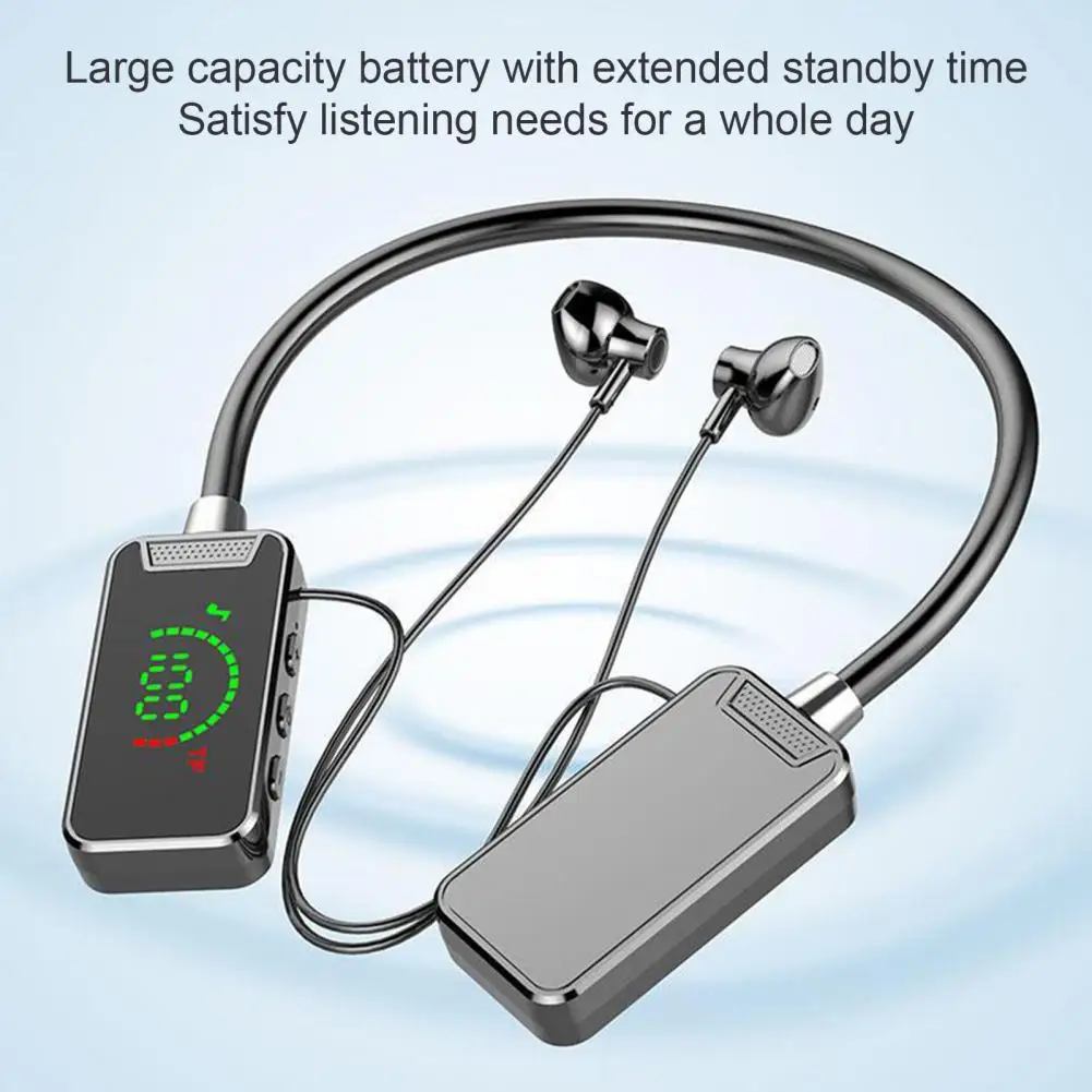 หูฟังไร้สาย หูฟังลดเสียงรบกวน หูฟังไร้สายแบบคล้องคอกันน้ําพร้อมจอแสดงผล LED Bluetooth สําหรับแฮนด์ฟรี