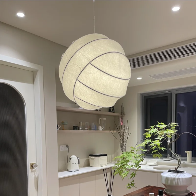 

Wabi-Sabi Chandelier Designer Bedroom Study Fairy Ball Creative Silk Lamp Cream Wind Zen Restaurant Homestay Hanging Lighting