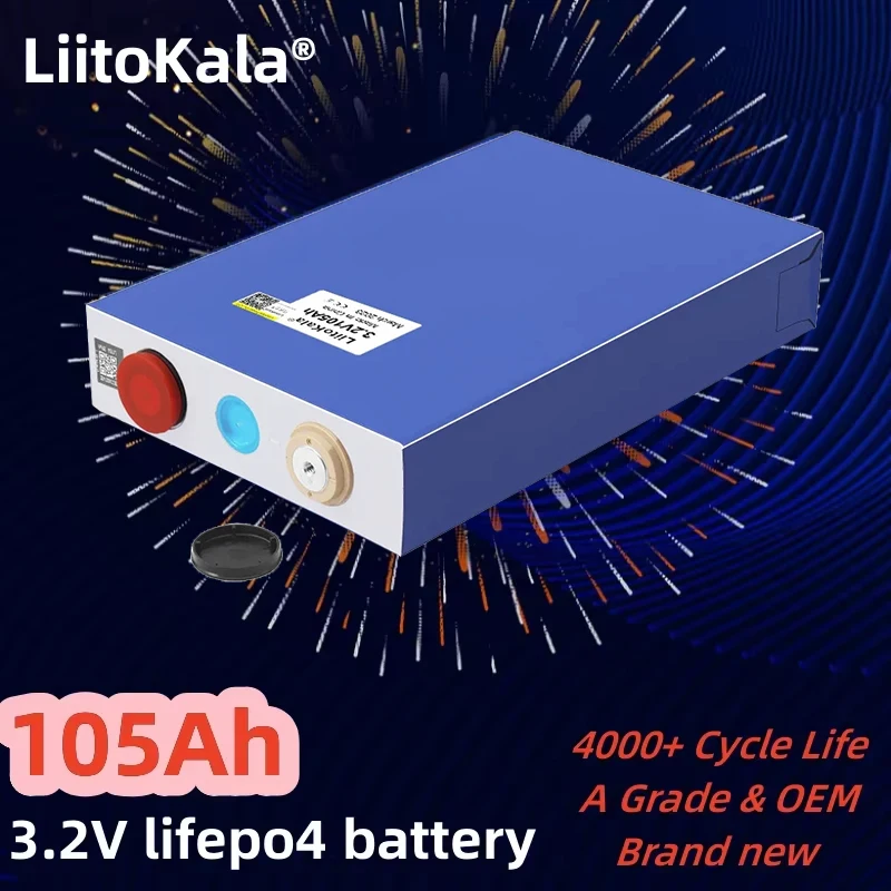 LiitoKala GRADE A 3.2V 90Ah 100Ah 105Ah lifepo4 battery 12V 24V 86Ah Electric RV Golf car outdoor solar energy Rechargeable