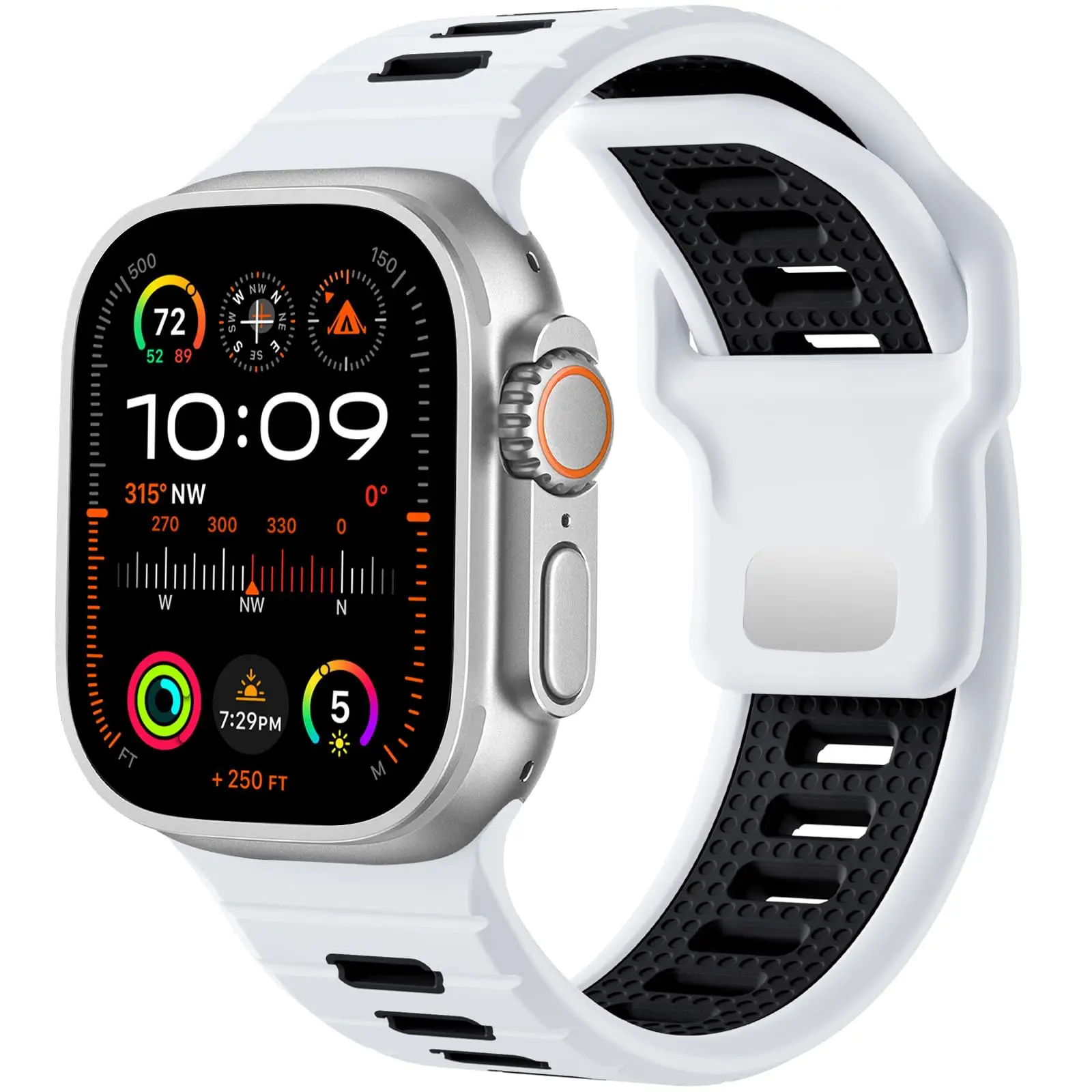 Correa de silicona para Apple Watch en blanco y negro: estilo deportivo, resistente al agua, compatible con todas las series iWatch Ultra 2/Ultra/SE/10-1