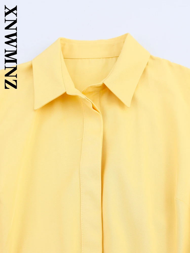 Xnwmnz 2025 verão mulher chique deslocamento turn-down colarinho sem mangas midi vestidos moda simples senhora casual vestido plissado