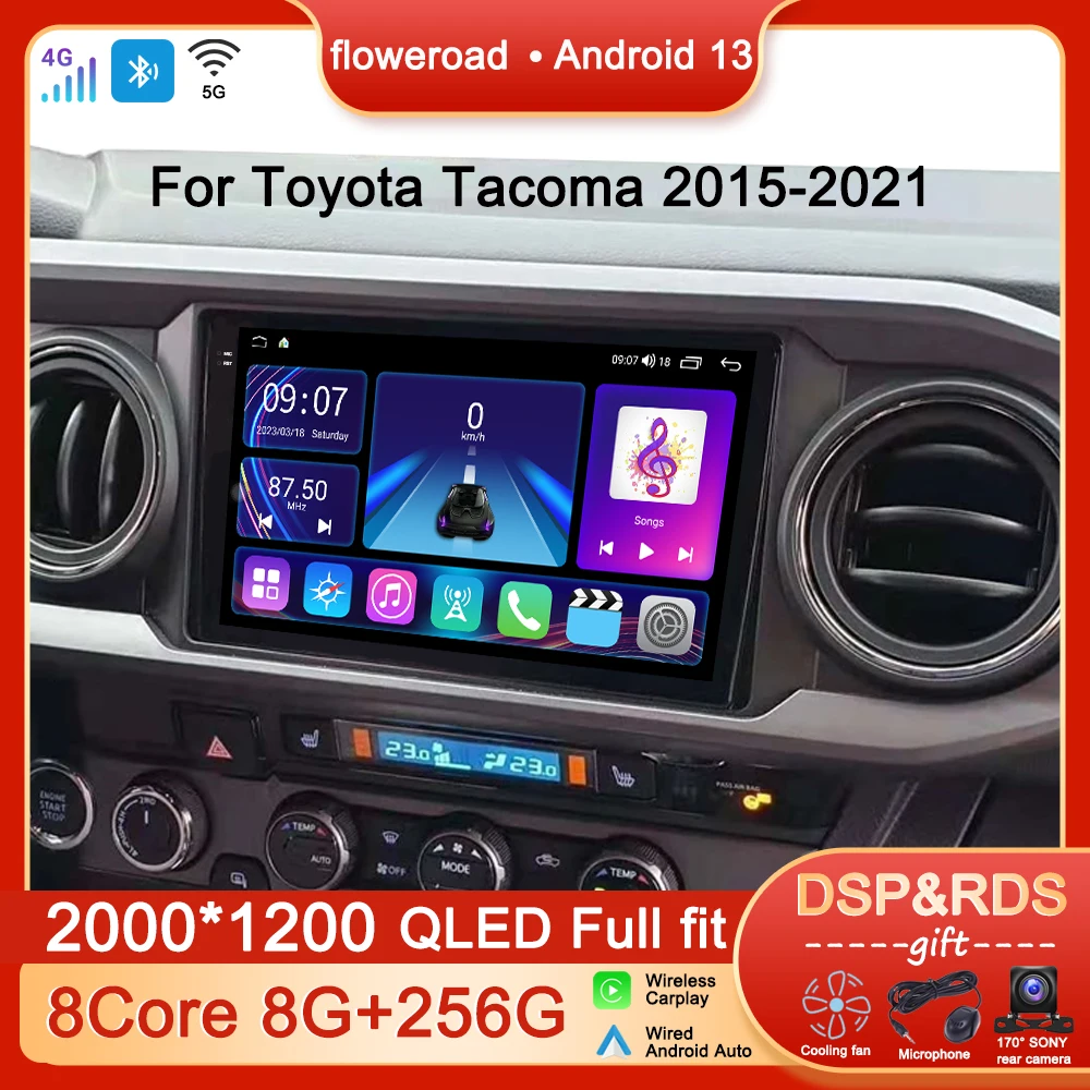 

DSP Car Stereo Android 13 For Toyota Tacoma N300 2015 2016-2021 Radio Multimedia Player Navigation GPS Carplay NO 2DIN 2 din DVD