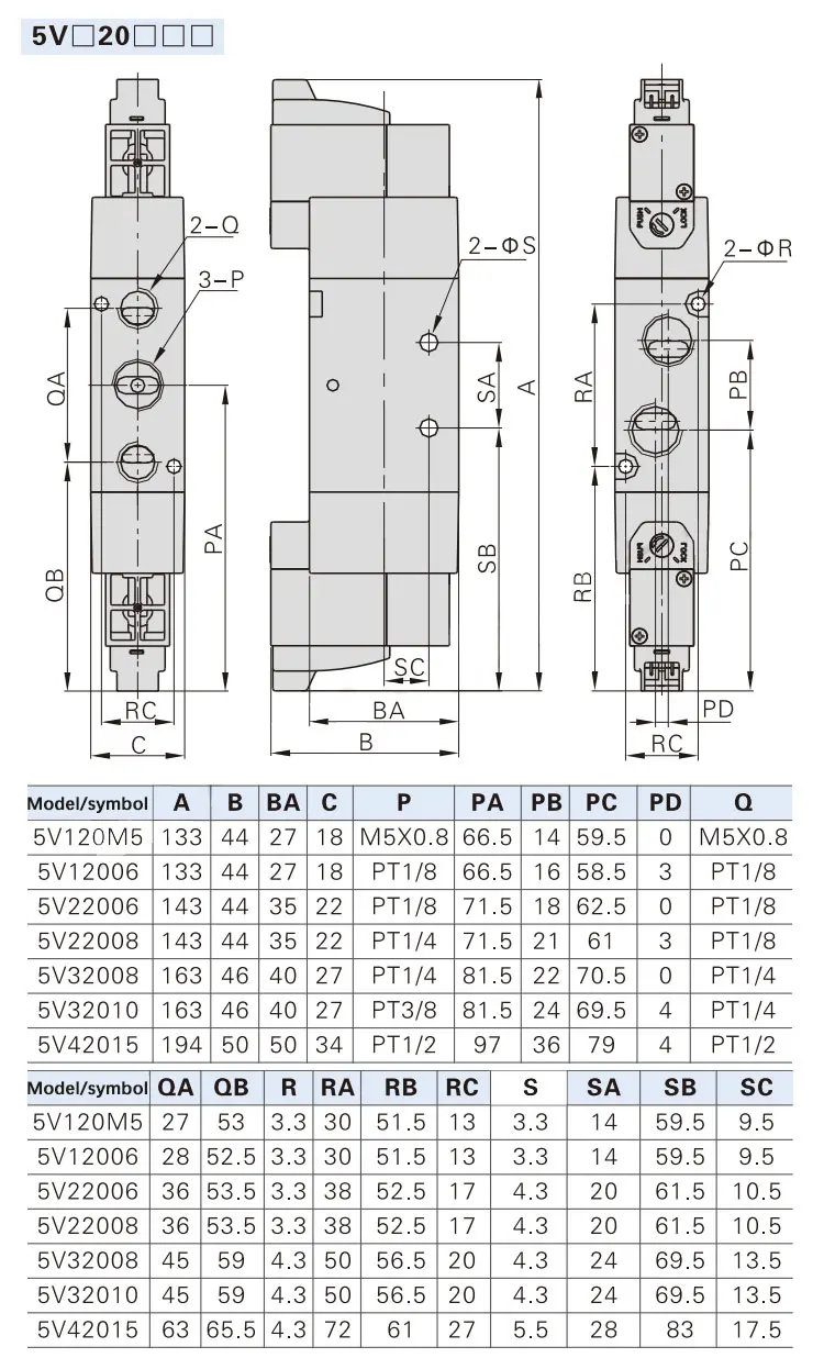 1 Stück Neues Original Luft-Magnetventil 5V110-06 5V210-08 5V220-06 5V230-08 DC12V DC24V AC220V Pneumatisches Elektroventil – Detail 9