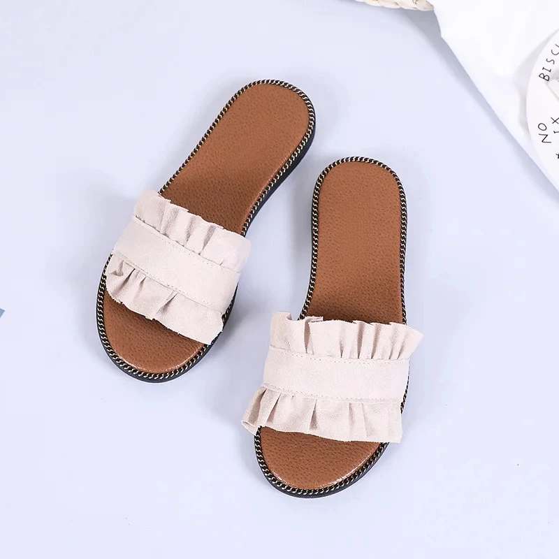 Fashion 2024 Summer Shoes Designer Women Slippers Outside Beach Slides Ladies Literary Flat-heeled Sandals