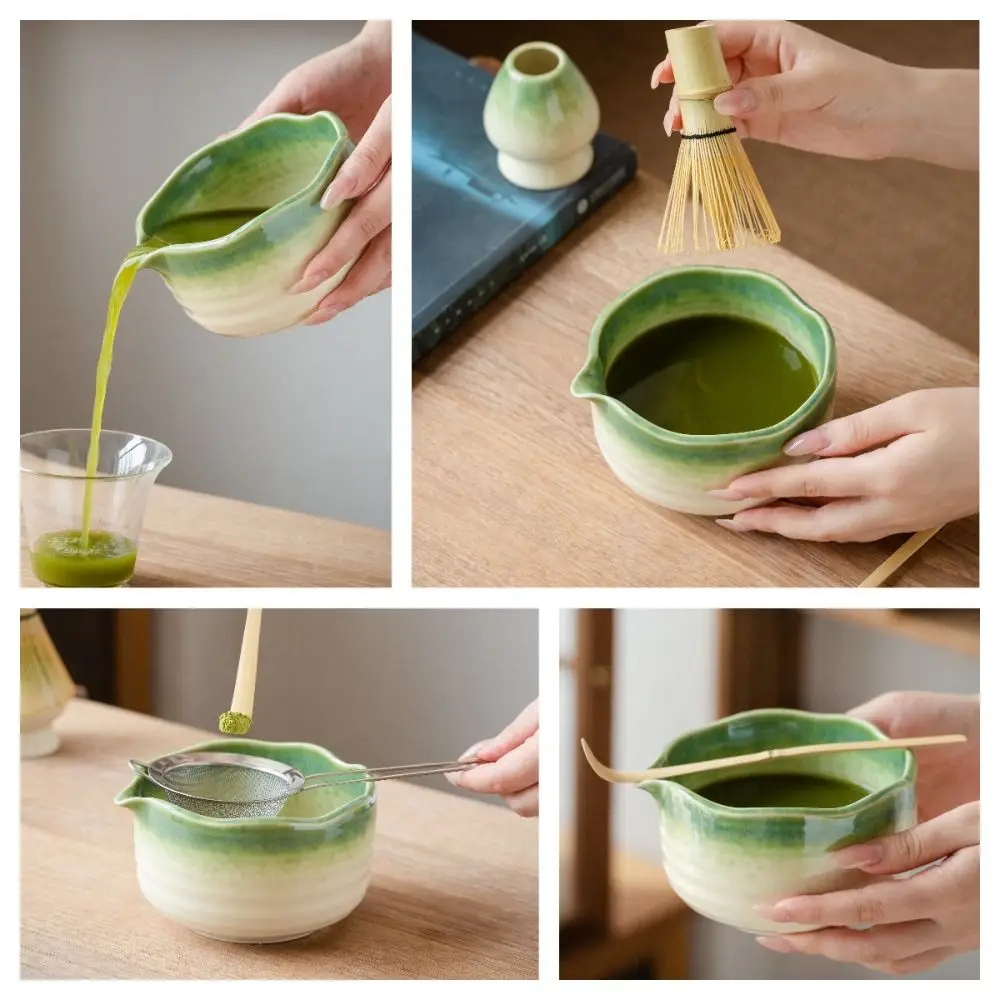 وعاء ماتشا من السيراميك التقليدي قابل لإعادة الاستخدام بسعة كبيرة وعاء خلط ماتشا سهل التنظيف وعاء شاي مقاوم للحرارة لحفل الشاي