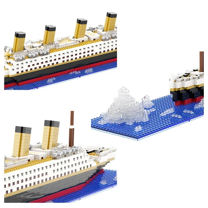 Titanic Creative Luxury Iceberg Cruise Ship Boat Wreck Set City DIY Model Building Blocks Bricks Toys For Children Adult Gift