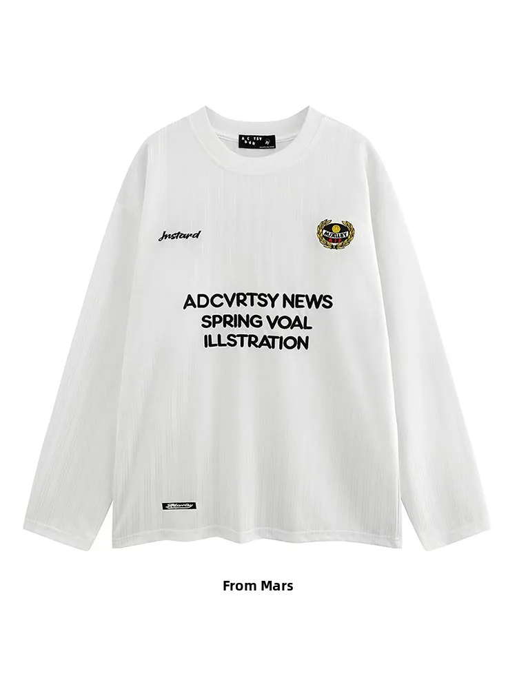

Loose Long Sleeve round Neck T-Shirt Embroidered Letter American Style Couple BF Shirt from No Surprise Spring 2025