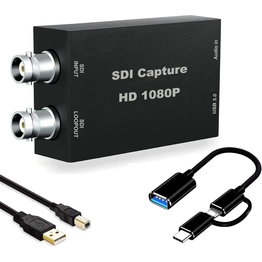 SDI Capture Card, 1080P SDI to USB 3.0 with SDI Loopout Video Capture Card, SDI to USB Adapter Capture Card