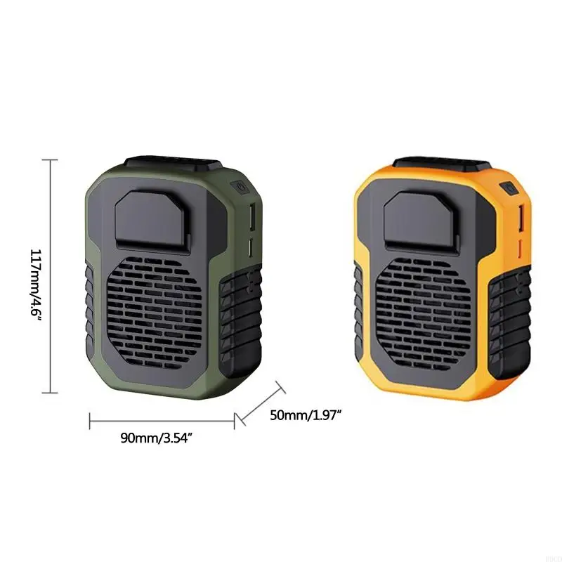 R9CD محمولة شخصية معلقة مروحة الخصر 6000mah 3 تروس مكيف الهواء باليد