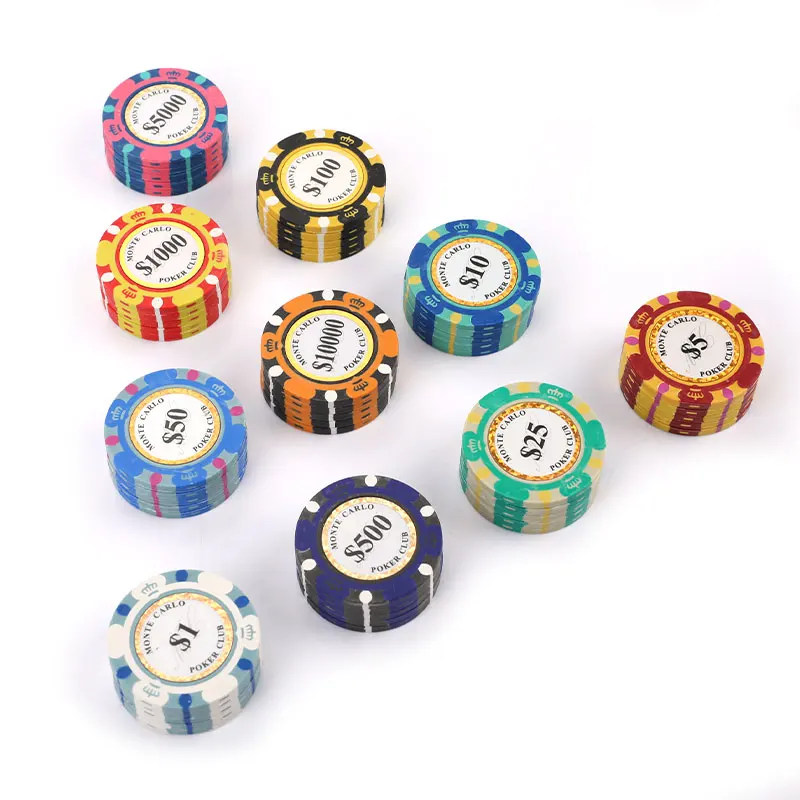 5pcs/pack Ceramic Poker Chips Set Clay Casino Coins 40mm Coin Poker Chips Entertainment Dollar Coins