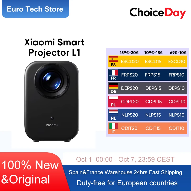 Xiaomi Smart Projector L1 1080P 200 ISO Lumens Auto Focus Keystone