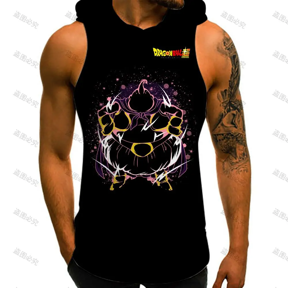 New Men's Clothing Dragon Ball Z Anime Gym Vest With Hood Fashion Top Y2k T-shirts Essentials Super Saiya Streetwear Vegeta 2024