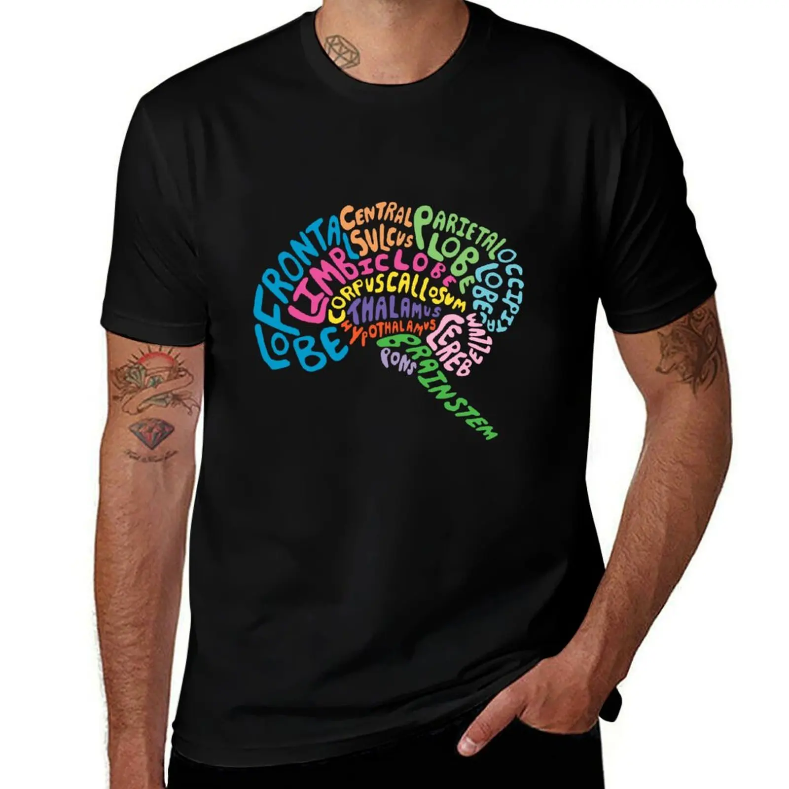 

Human Brain Anatomy Colored- Psychology Design T-Shirt oversized cute clothes anime tshirt compression shirt men