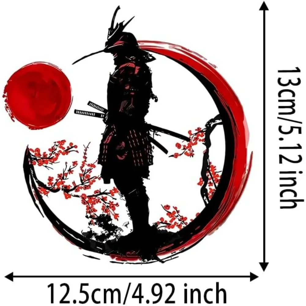Samurai & Cherry Blossom 2D Flat Waterproof Vinyl Sticker Decal For Car Laptop Motorcycle Smooth Surfaces Decor
