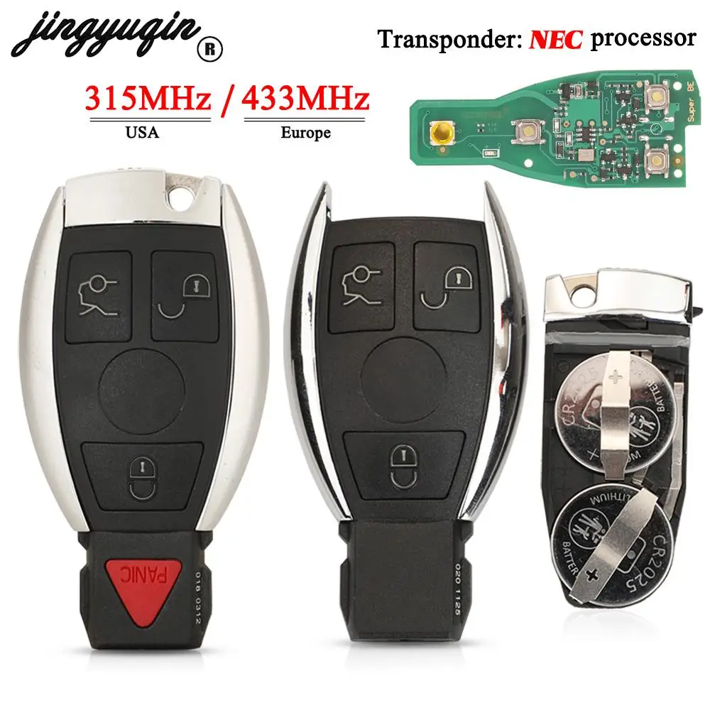 

jingyuqin 315MHz/433MHz NEC Remote Car Key For Mercedes-Benz C E S Class CLS W166 W169 W203 W204 W210 W211 W118 W171 W172 W220