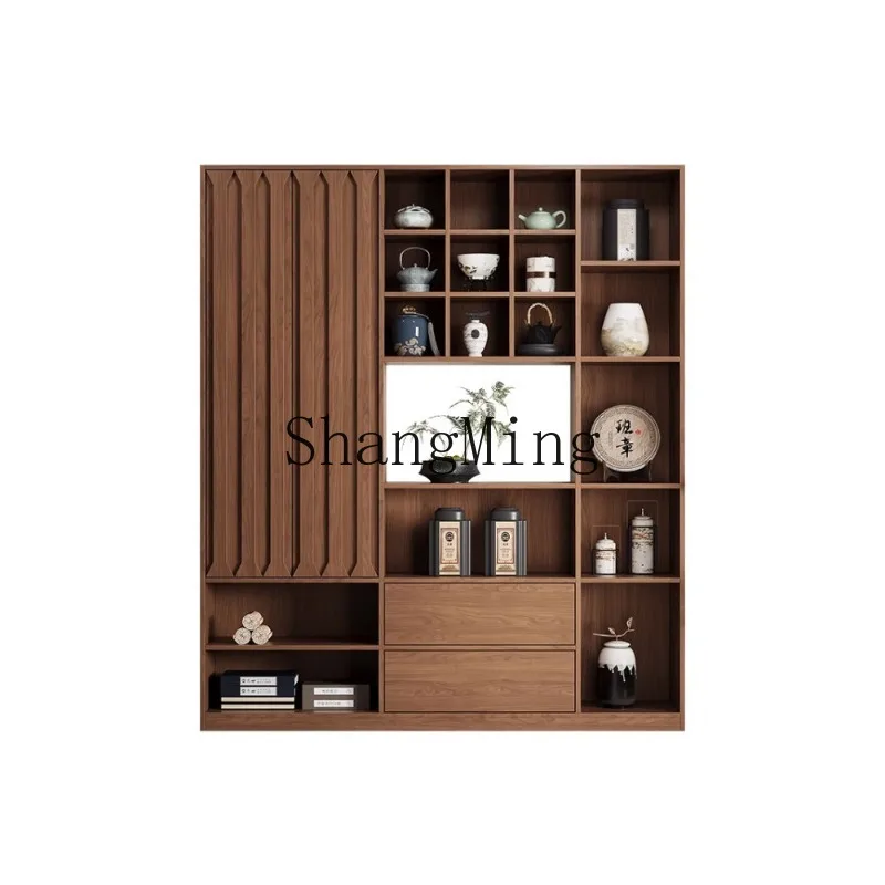 

ZHB medieval style Bogu frame solid wood partition cabinet new Chinese style teacup tea set cabinet Duobao Pavilion G