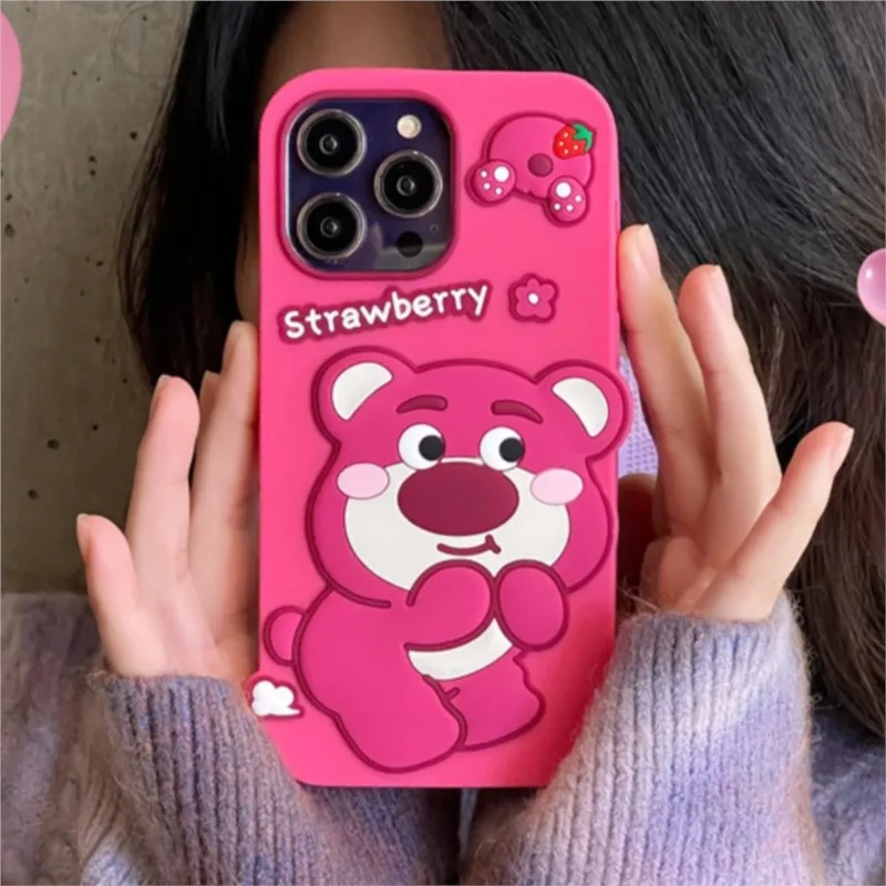 Cartoon Disney Lotso Handy hülle für iPhone 16 15 14 13 12 11 Pro max 6s 7 8 plus x xr xs max Erdbeer bär weiche Silikon hülle