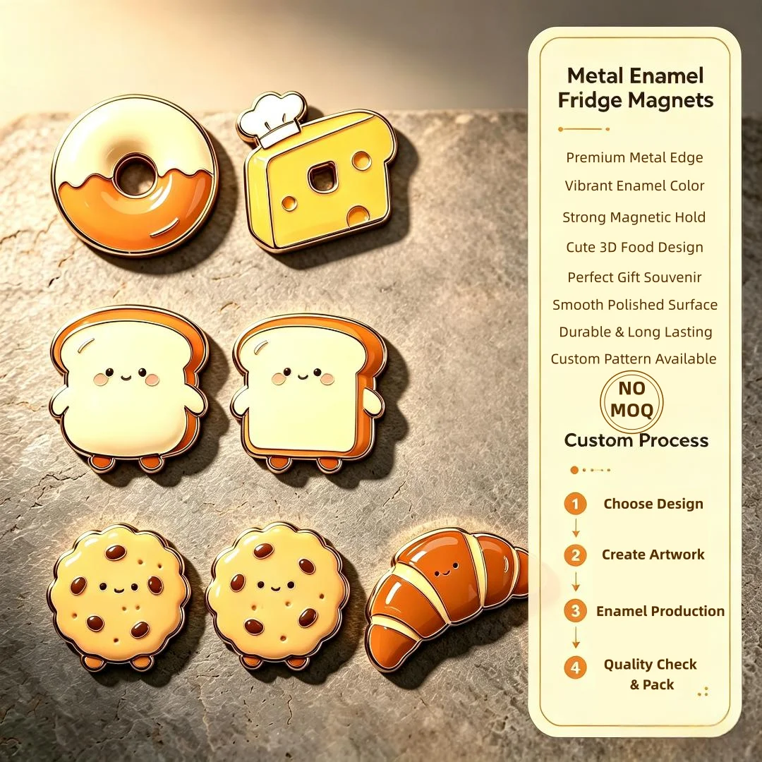 Custom Cute Metallic Shiny Fridge Magnets Personalized Logo Metal Crafts with Low Minimum Order Factory Price Customize Magnet