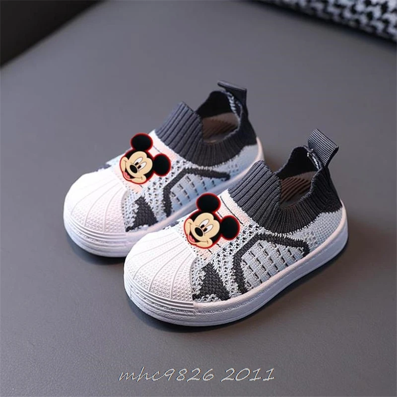 Disney Children\'s Casual Sneakers Flying Woven Mickey Minnie Spring New Shell Head Boys And Girls Donald Duck Toddler Shoes