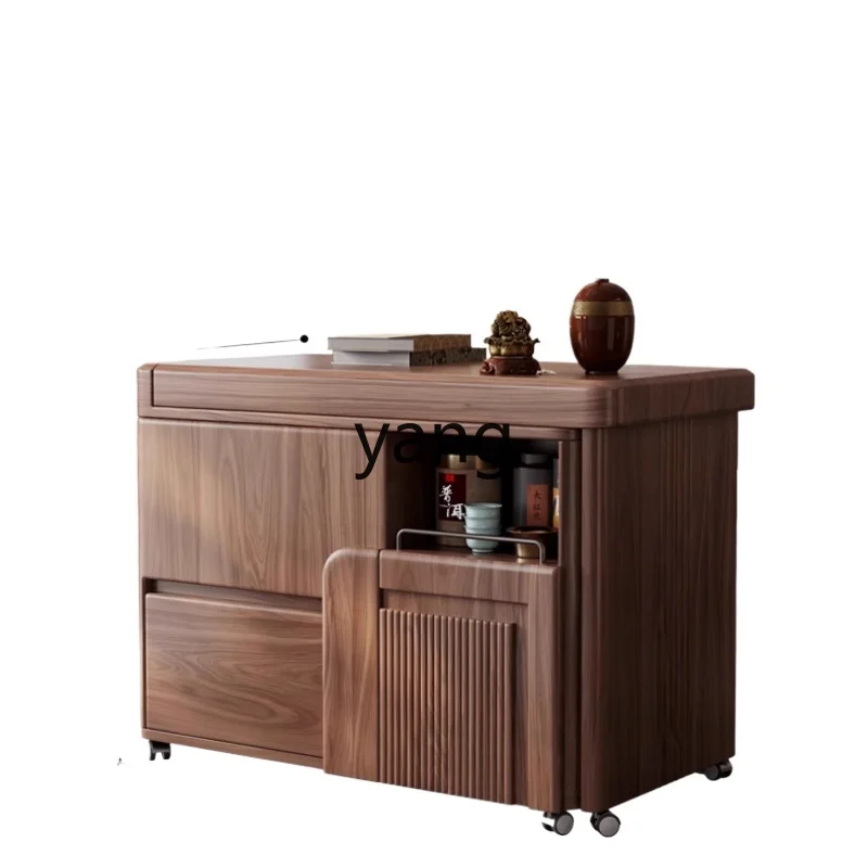 

LMMItalian minimalist home retractable office tea table solid wood movable lifting tea cart