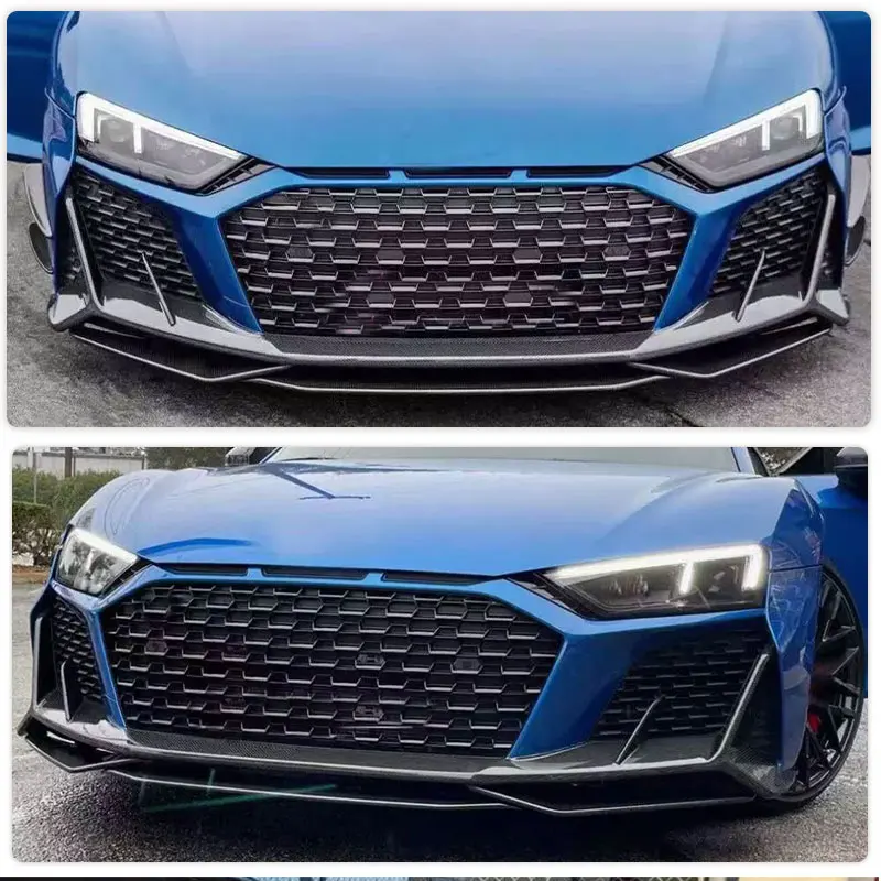 Car Front Bumper Lip Spoiler for Audi R8 V10 GT Coupe 2-Door 2023 2024 Front Lip Chin Apron With Splitters Prepreg Dry Carbon