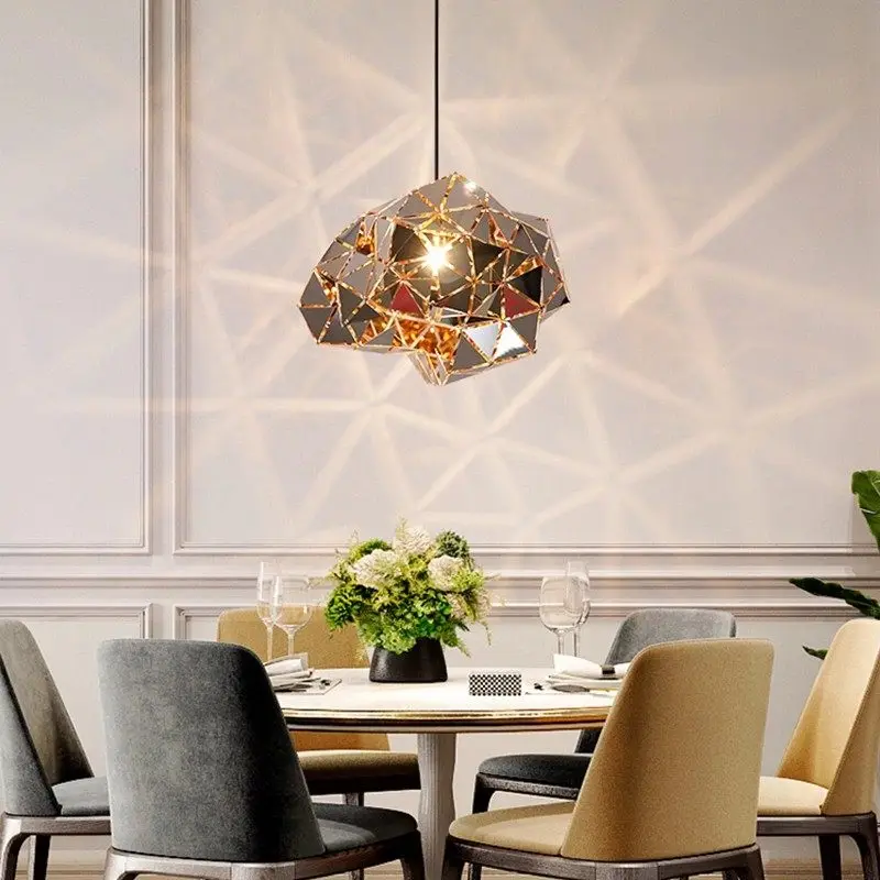 Nordic Electroplating Irregular Living Room Pendant Light Modern Art Restaurant Kitchen Island Decorative Hanging