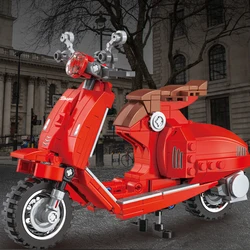 Rode Technische Moc Bouwsteen Assembleren Model Klassieke Pedaal Motorfiets Vintage Vespa Bakstenen Speelgoed Collectie Voor Kinderen Geschenken