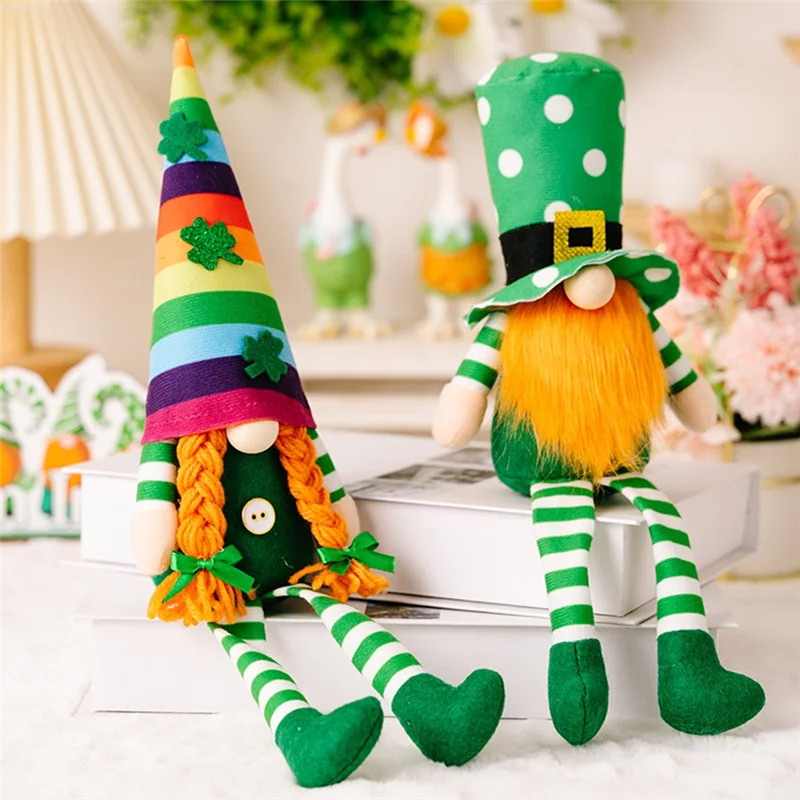 AB45 St Patricks Day Gnomes  St.Patricks Day Gnome Home Table Decor Accessories Plush Decorations Female 1 PCS