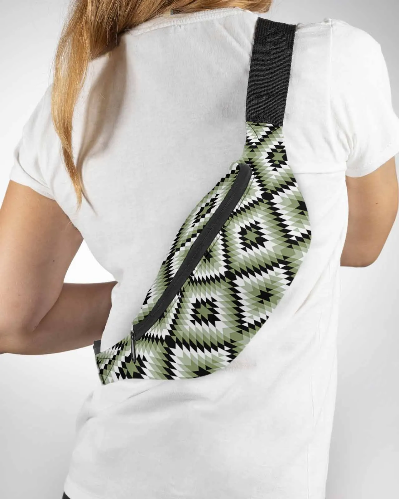 Bohemian Aztec Moroccan Rural Farmhouse Green  Women Waist Bag Fanny Pack Belt Bag Wallet Pouch Waterproof Banana Hip Bags