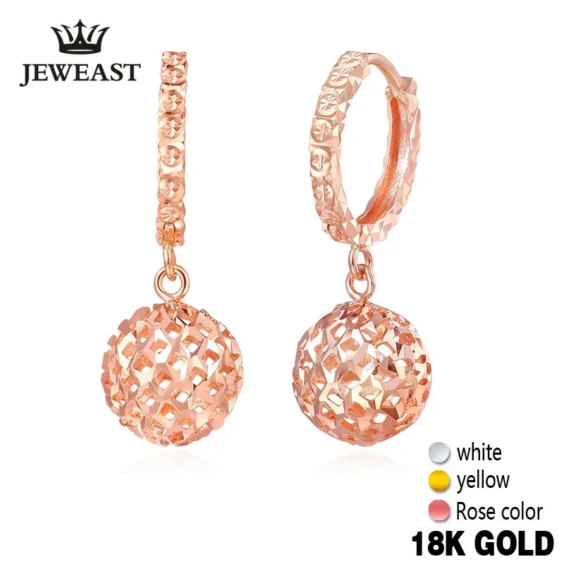 18k Gold Drop Earrings Women Ball Hollow Design Rose Fine Jewelry Classic Female Cute Dangle hot Earring Party Girl Gift New