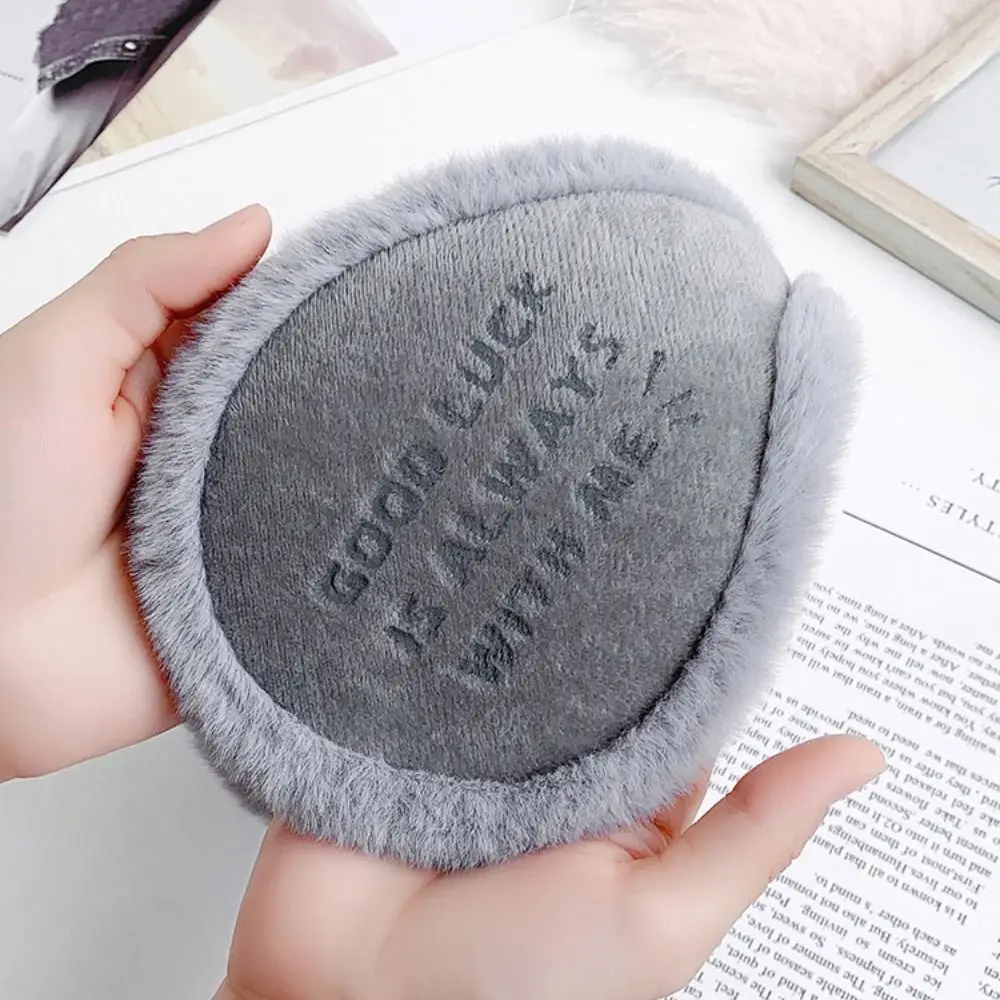 Rear Wear Winter Earmuffs Good Luck Letter Printed Thick Ear Warmers Wind Resistant Portable Windproof Ear Muffs For Men Women