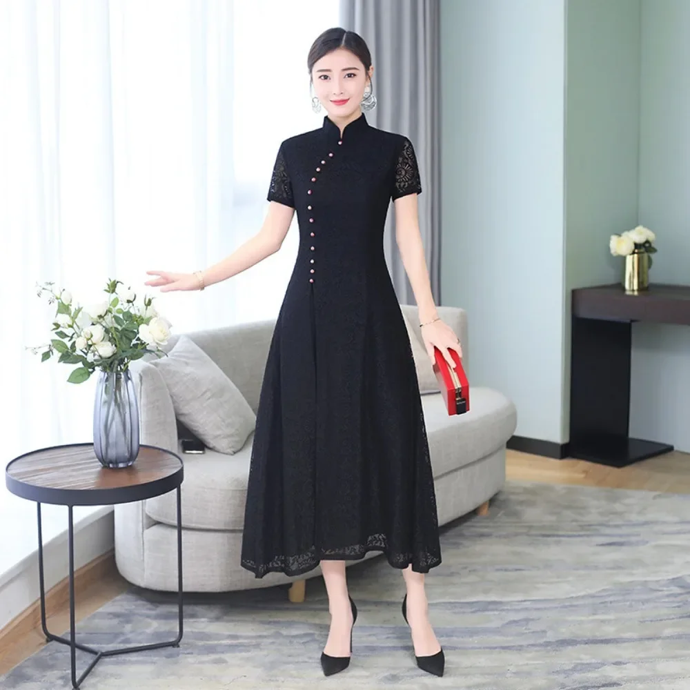 Cheongsams Lace Vintage Dress for Women Clothing Streetwear Qipao Ethnic Style Fashion Clothes Traditional Chinese Clothing