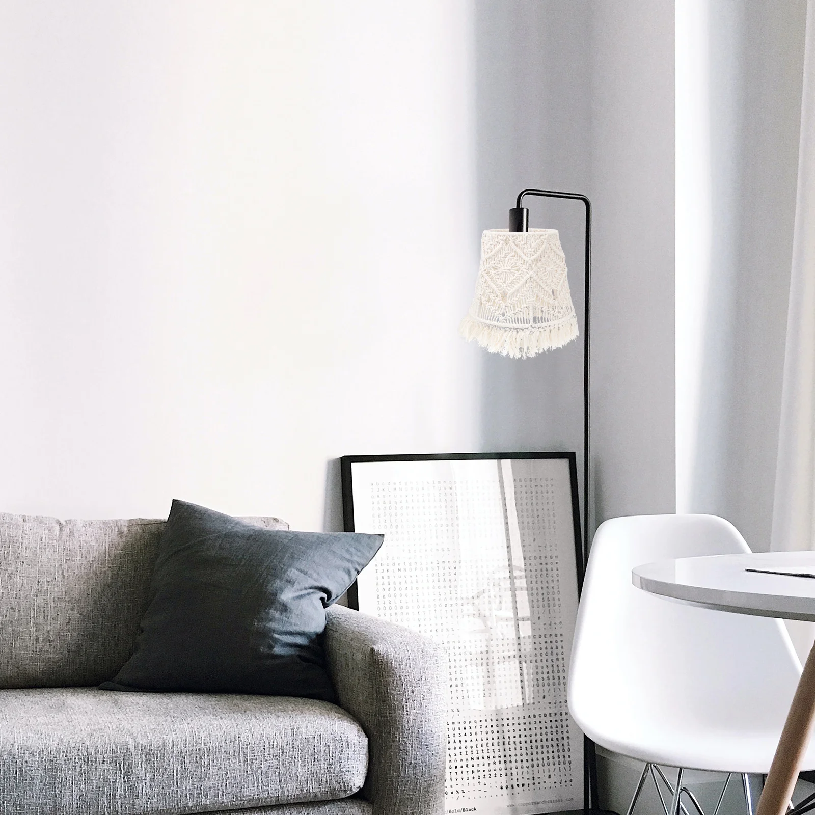 

Handmade Cotton Rope Lampshade Bohemian Woven Macrame Light Shade For Floor Lamp Bedroom Living Room Decor Simple Elegant Design