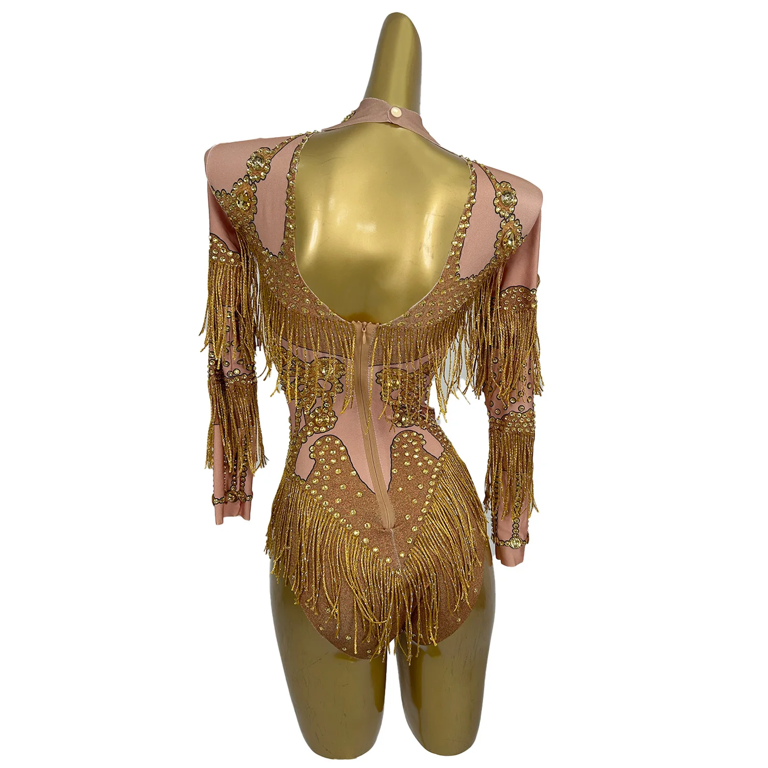 Sexy Rhinestone Tassel Classic Bodysuit Nightclub Stage Performance Jazz Dance Showgirl Outfit Spandex Women Bar Bodysuit Liusu