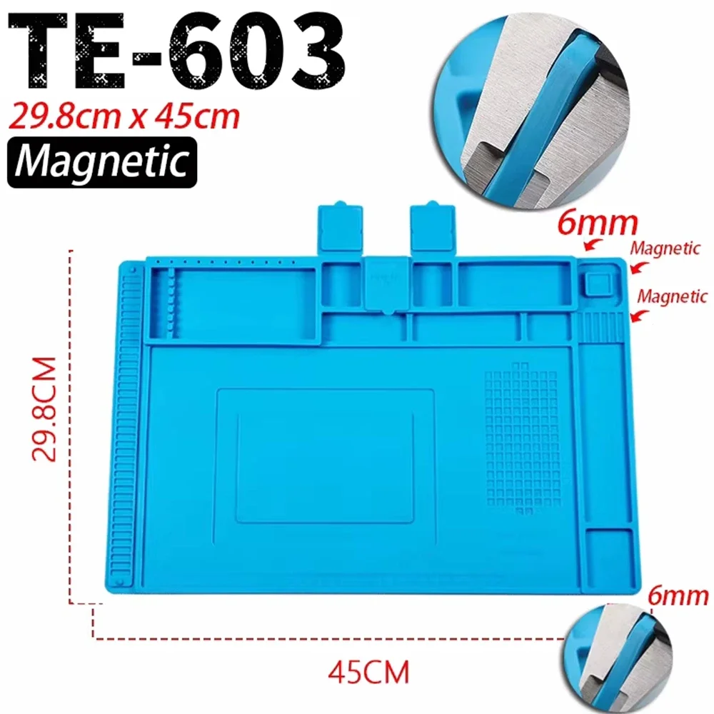 Magnetische mat Siliconen reparatiemat Printplaat Soldeerkussen Hittebestendig 932 ° F Antistatisch voor ESD Iron Phone Repair