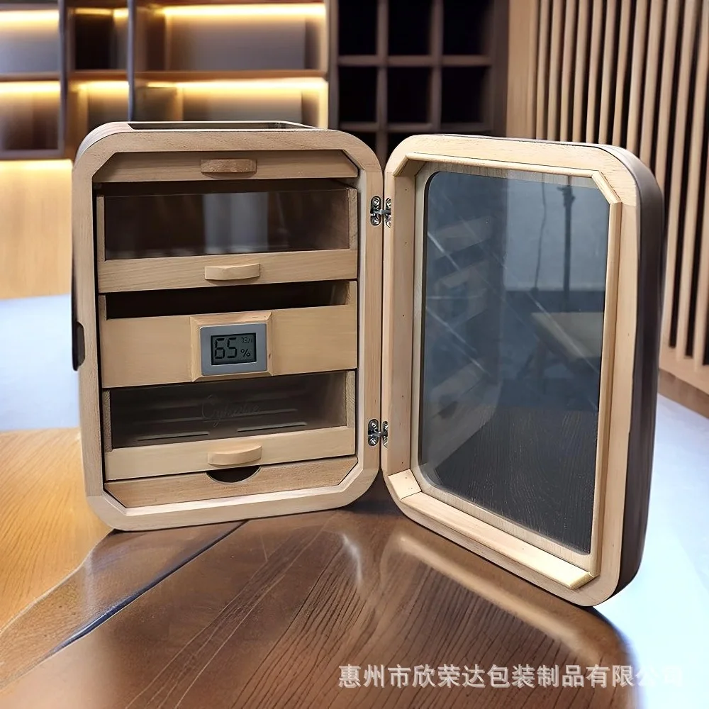 Luxury Cedar Wood Cigar Humidor Box Large Capacity Mini Storage Case Moisture Retention Portable Travel Cigar Holder Hygrometer