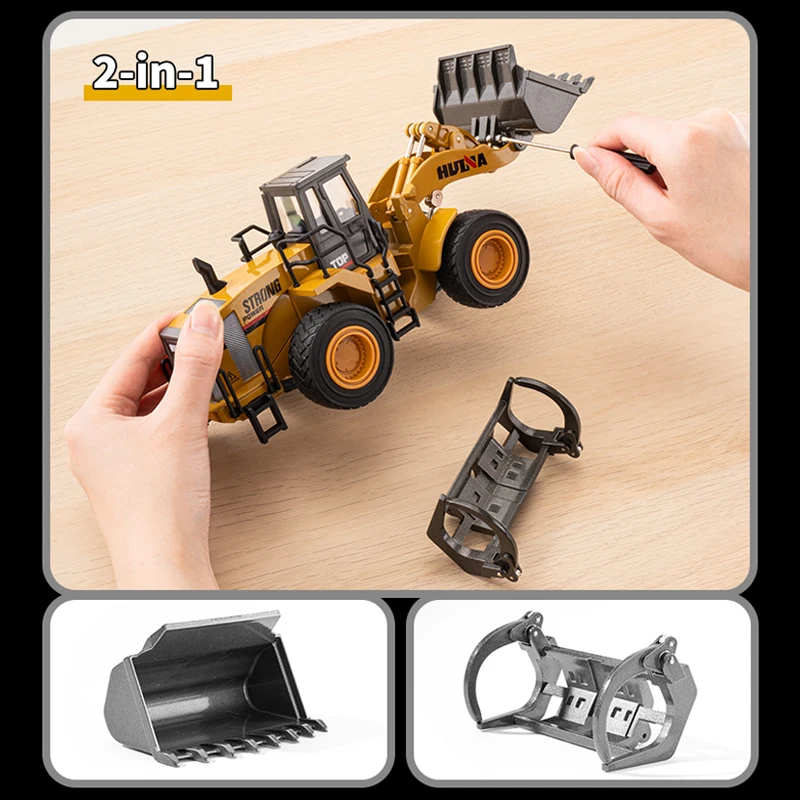 

HUINA Alloy Excavator Toys 1/40 Model Toy Car Diecast Static Pattern Loader Bulldozer Engineering Construction Car Boys Gifts