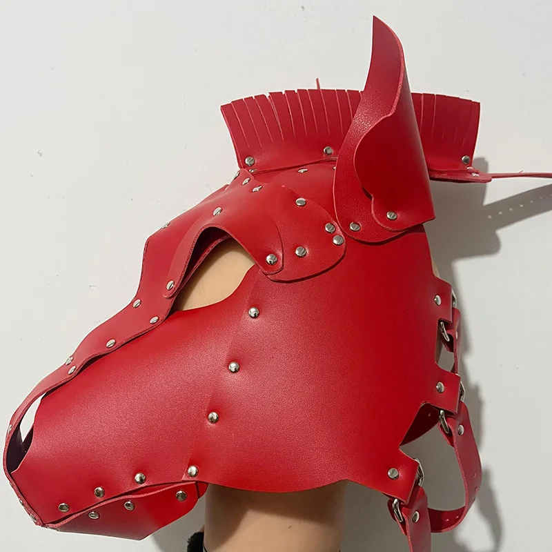 Steampunk-style Leather Hood, Horse Headpiece, Horse Mask for Costume Parties and Role-playing Cosplay Party Props