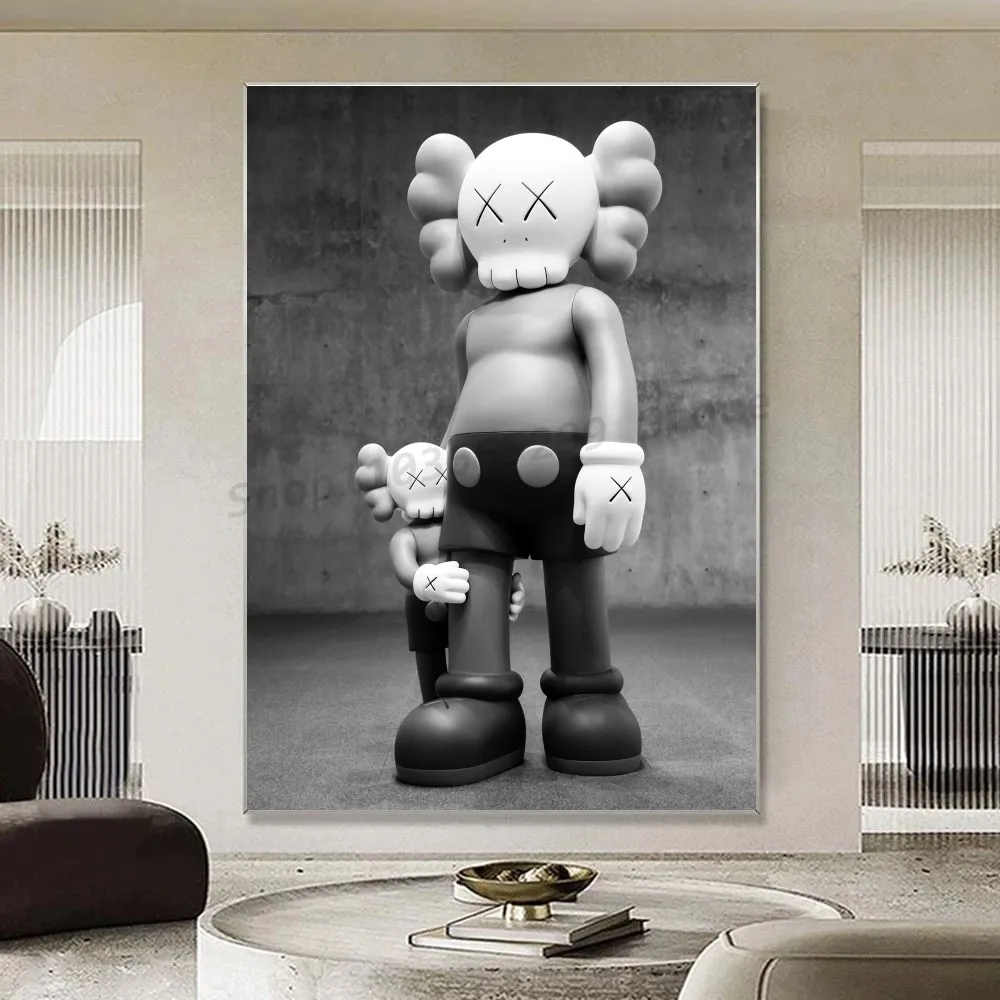 1pc Cartoon A-k-kaws Poster Self-adhesive Art Waterproof Paper Sticker Coffee House Bar Room Wall Decor