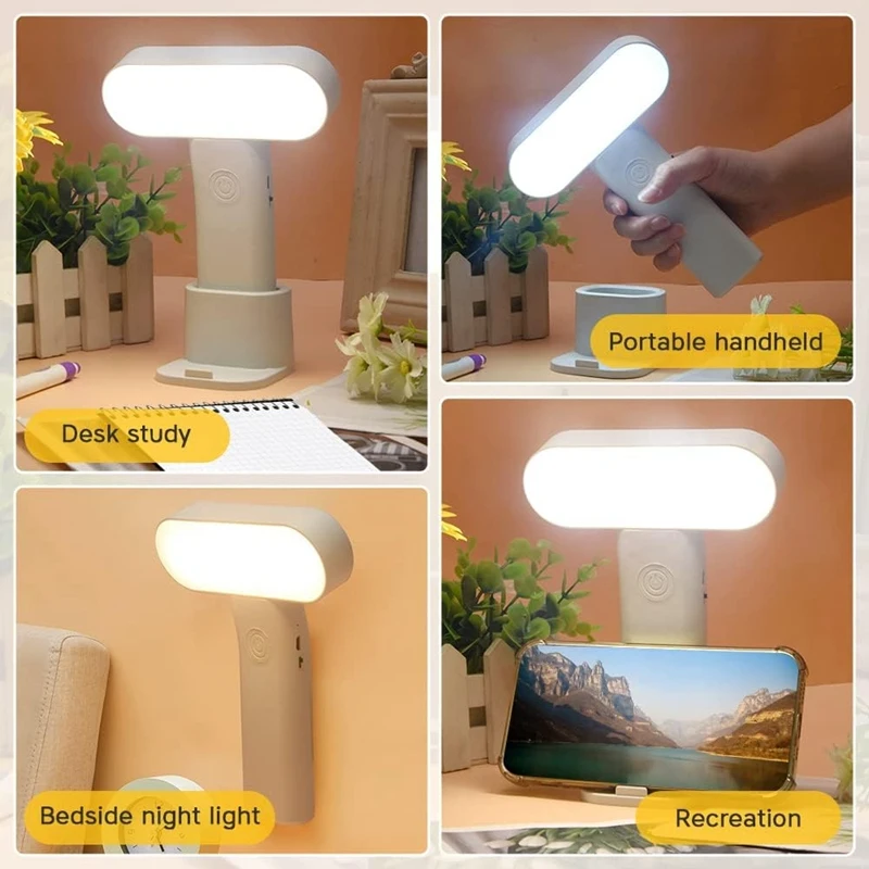 LED Desk Lamp Dimmablesa Portable Lamp USB Charging 3 Color Temperature Reading Light Hangable And Standing Lamps